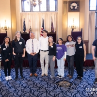 Peter Dehaas with students